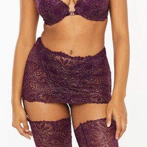 NEW Savage X Fenty | Romantic Corded Lace Garter Skirt in Late Night Purple | M